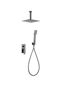 BUILT-IN SHOWER SET WITH CEILING SYSTEM CATANIA SERIES (PISA) IN BLACK GUN METAL