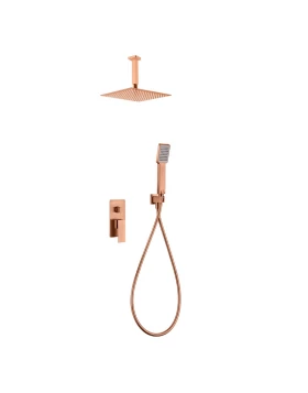 BUILT-IN SHOWER SET WITH CEILING SYSTEM CATANIA SERIES (PISA) IN ROSE GOLD BRUSHED