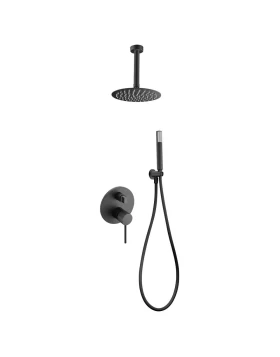 BUILT-IN SHOWER SET WITH CEILING SYSTEM THALOS SERIES (MILOS) IN BLACK MATTE