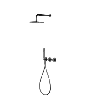 BUILT-IN THERMOSTATIC SHOWER SET ASSEN SERIES IN BLACK GUN METAL