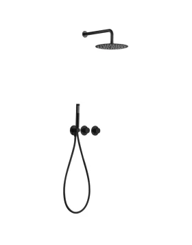 BUILT-IN THERMOSTATIC SHOWER SET ASSEN SERIES IN BLACK MATTE 