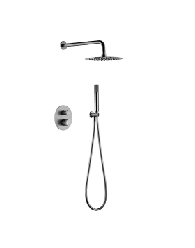 BUILT-IN THERMOSTATIC SHOWER SET GENOVA SERIES IN BRUSHED NICKEL 