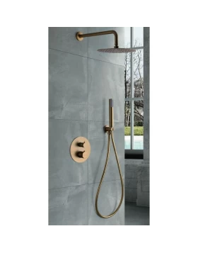 BUILT-IN THERMOSTATIC SHOWER SET LINE SERIES IN BRUSHED GOLD