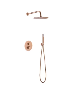 BUILT-IN THERMOSTATIC SHOWER SET LINE SERIES IN ROSE GOLD BRUSHED