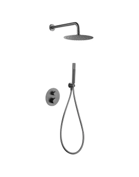 BUILT-IN THERMOSTATIC SHOWER SET GENOVA SERIES IN BLACK GUN METAL