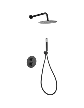 BUILT-IN THERMOSTATIC SHOWER SET GENOVA SERIES IN BLACK MATTE