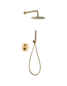 BUILT-IN THERMOSTATIC SHOWER SET GENOVA SERIES IN BRUSHED GOLD