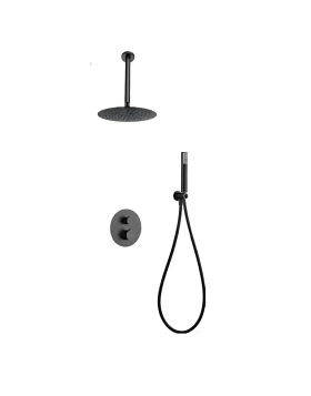 BUILT-IN THERMOSTATIC SHOWER SET WITH CEILING SYSTEM TOP SERIES (LINE) IN BLACK GUN METAL 