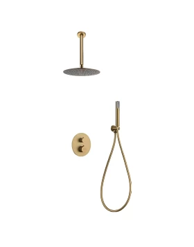 BUILT-IN THERMOSTATIC SHOWER SET WITH CEILING SYSTEM TOP SERIES (LINE) IN BRUSHED GOLD