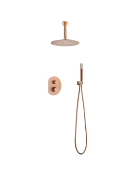 BUILT-IN THERMOSTATIC SHOWER SET WITH CEILING SYSTEM TOP SERIES (LINE) IN ROSE GOLD BRUSHED
