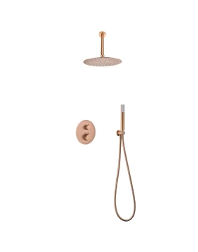 BUILT-IN THERMOSTATIC SHOWER SET WITH CEILING SYSTEM PIAMOTE SERIES (GENOVA) IN ROSE GOLD BRUSHED