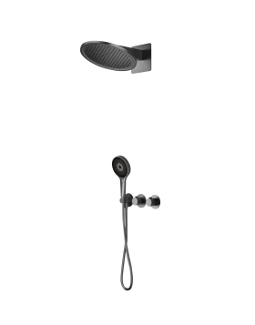 BUILT-IN THERMOSTATIC SHOWER SET BOLONIASERIES IN BLACK GUN METAL