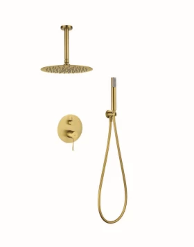 BUILT-IN SHOWER SET WITH CEILING SYSTEM PIAMOTE SERIES (GENOVA) IN BRUSHED GOLD