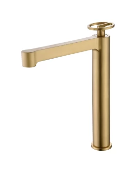 BASIN MIXER WITH HIGH SPOUT OLIMPO SERIES IN BRUSHED GOLD