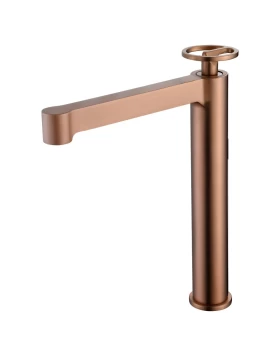 BASIN MIXER WITH HIGH SPOUT OLIMPO SERIES IN ROSE GOLD BRUSHED 