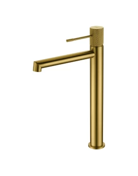 BASIN MIXER WITH HIGH SPOUT LINE SERIES IN BRUSHED GOLD