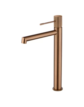 BASIN MIXER WITH HIGH SPOUT LINE SERIES IN ROSE GOLD BRUSHED