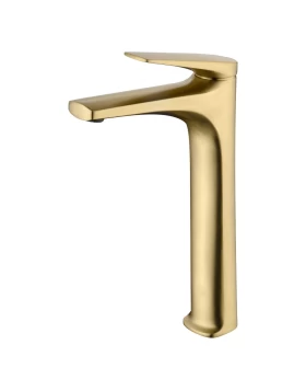 BASIN MIXER WITH HIGH SPOUT DELOS SERIES IN BRUSHED GOLD
