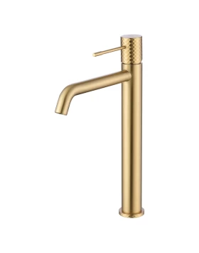 BASIN MIXER WITH HIGH SPOUT GENOVA SERIES IN BRUSHED GOLD