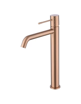 BASIN MIXER WITH HIGH SPOUT GENOVA SERIES IN ROSE GOLD BRUSHED