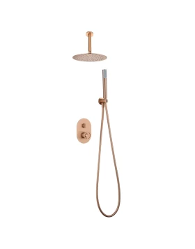BUILT-IN SHOWER SET WITH CEILING SYSTEM VESUBIO SERIES (OLIMPO) IN ROSE GOLD BRUSHED