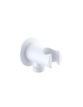 ROUND SHOWER HOLDER WITH WATER OUTLETWHITE MATTE 