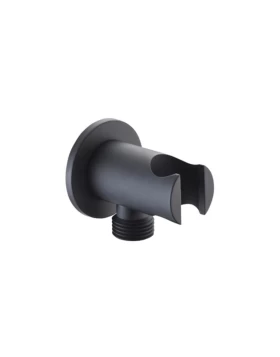 ROUND SHOWER HOLDER WITH WATER OUTLET BLACK MATTE 
