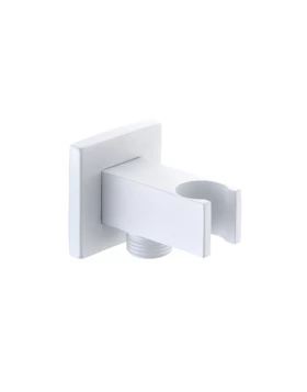 SQUARE SHOWER HOLDER WITH WATER OUTLET WHITE MATTE