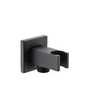 SQUARE SHOWER HOLDER WITH WATER OUTLET BLACK MATTE 