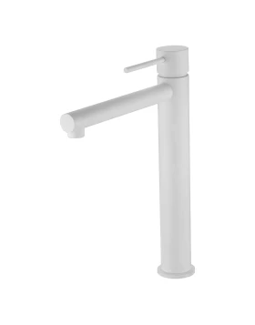 BASIN MIXER WITH HIGH SPOUT MILOS SERIES IN WHITE MATTE