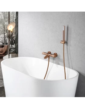 THERMOSTATIC BATH AND SHOWER FAUCET LINE SERIES IN ROSE GOLD BRUSHED