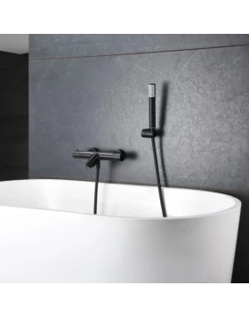THERMOSTATIC BATH AND SHOWER FAUCET GENOVA SERIES IN BLACK MATTE