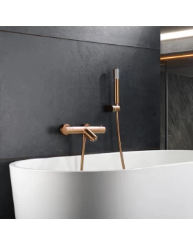 THERMOSTATIC BATH AND SHOWER FAUCET GENOVA SERIES IN ROSE GOLD BRUSHED