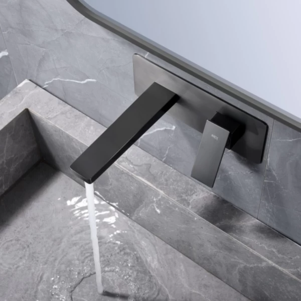BUILT-IN BASIN FAUCET PISA SERIES IN BLACK GUN METAL 