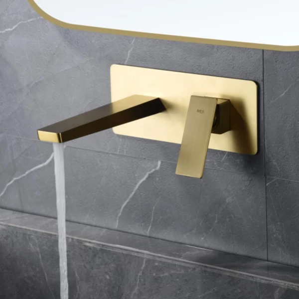  BUILT-IN BASIN FAUCET PISA SERIES IN BRUSHED GOLD 