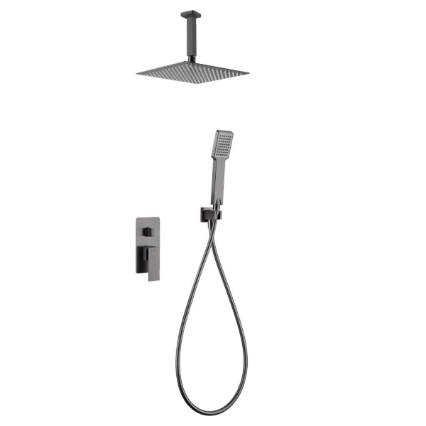 BUILT-IN SHOWER SET WITH CEILING SYSTEM CATANIA SERIES (PISA) IN BLACK GUN METAL