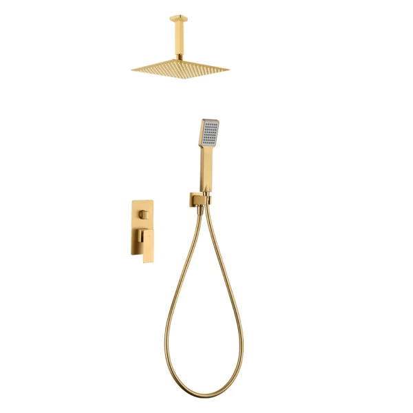 BUILT-IN SHOWER SET WITH CEILING SYSTEM CATANIA SERIES (PISA) IN BRUSHED GOLD