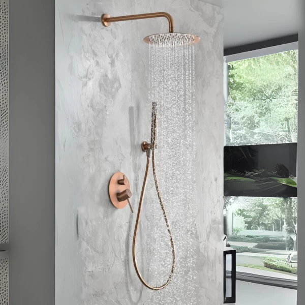 BUILT-IN SHOWER SET MONZA SERIES IN ROSE GOLD BRUSHED 