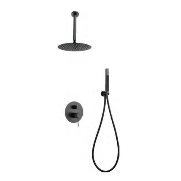 BUILT-IN SHOWER SET WITH CEILING SYSTEM TOP SERIES (LINE) IN BLACK GUN METAL