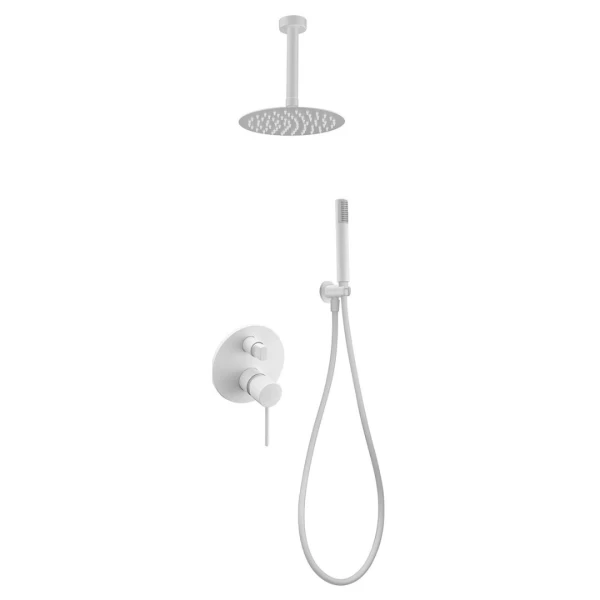 BUILT-IN SHOWER SET WITH CEILING SYSTEM THALOS SERIES (MILOS) IN WHITE MATTE