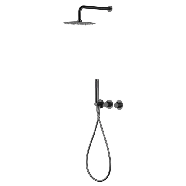 BUILT-IN THERMOSTATIC SHOWER SET ASSEN SERIES IN BLACK GUN METAL