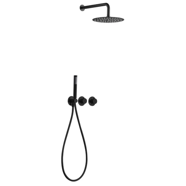 BUILT-IN THERMOSTATIC SHOWER SET ASSEN SERIES IN BLACK MATTE 