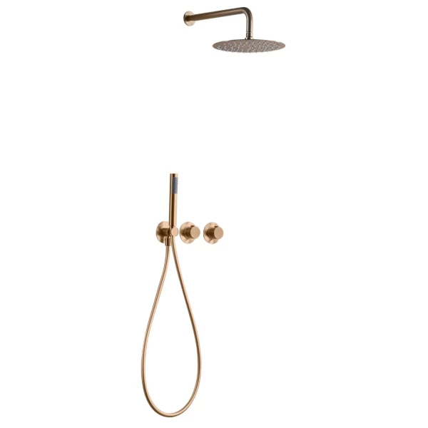 BUILT-IN THERMOSTATIC SHOWER SET ASSEN SERIES IN ROSE GOLD BRUSHED
