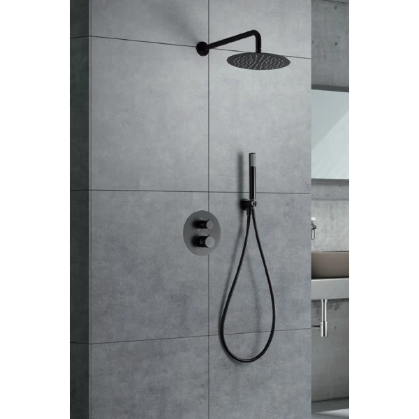BUILT-IN THERMOSTATIC SHOWER SET LINE SERIES IN BLACK GUN METAL