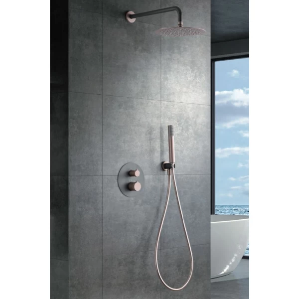 BUILT-IN THERMOSTATIC SHOWER SET LINE SERIES IN GREY/CHAMPAGNE MATTE 