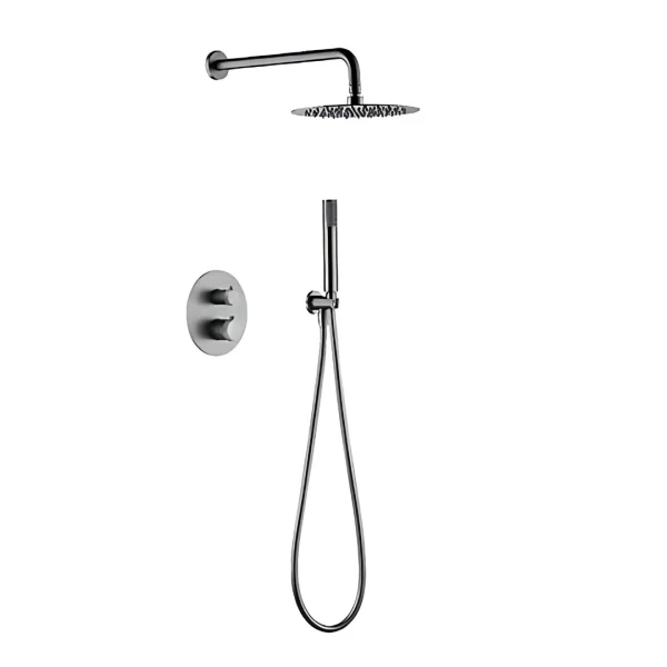 BUILT-IN THERMOSTATIC SHOWER SET GENOVA SERIES IN BRUSHED NICKEL 