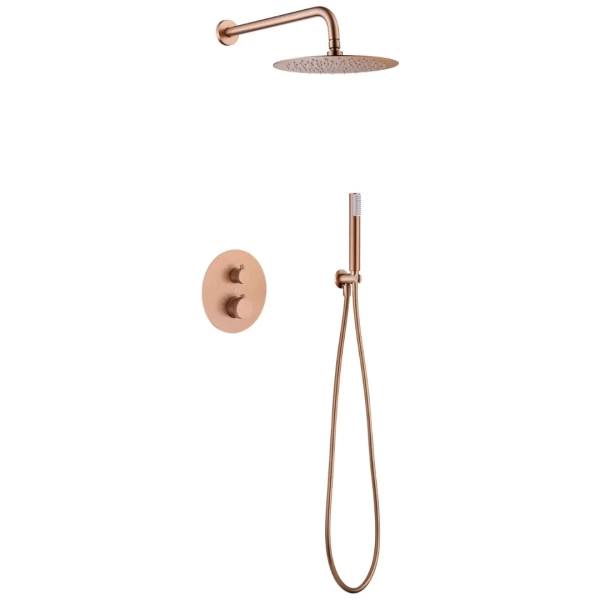 BUILT-IN THERMOSTATIC SHOWER SET LINE SERIES IN ROSE GOLD BRUSHED