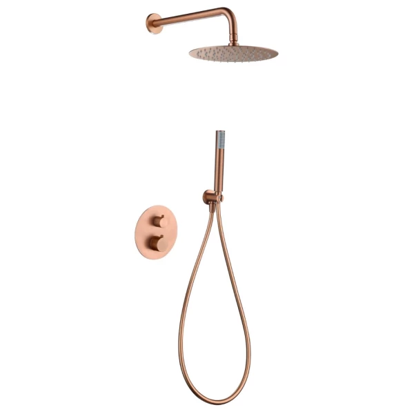 BUILT-IN THERMOSTATIC SHOWER SET GENOVA SERIES IN ROSE GOLD BRUSHED