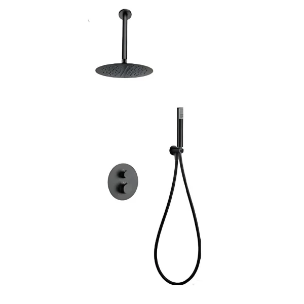BUILT-IN THERMOSTATIC SHOWER SET WITH CEILING SYSTEM TOP SERIES (LINE) IN BLACK GUN METAL 