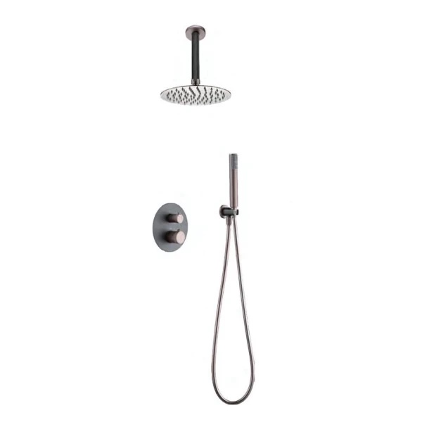 BUILT-IN THERMOSTATIC SHOWER SET WITH CEILING SYSTEM TOP SERIES (LINE) IN GREY/CHAMPAGNE ΜΑΤΤΕ